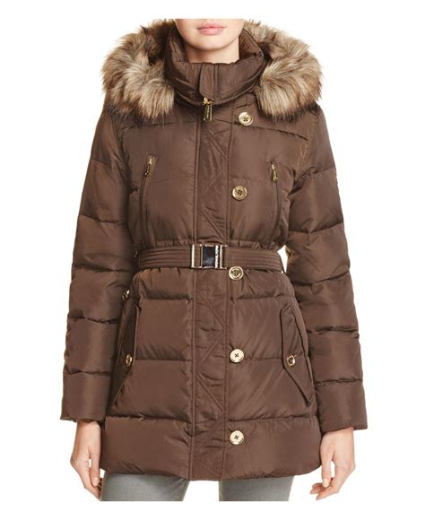 fur trimmed down coat michael kors|Michael Kors Faux Fur Trim Down Puffer Coat .